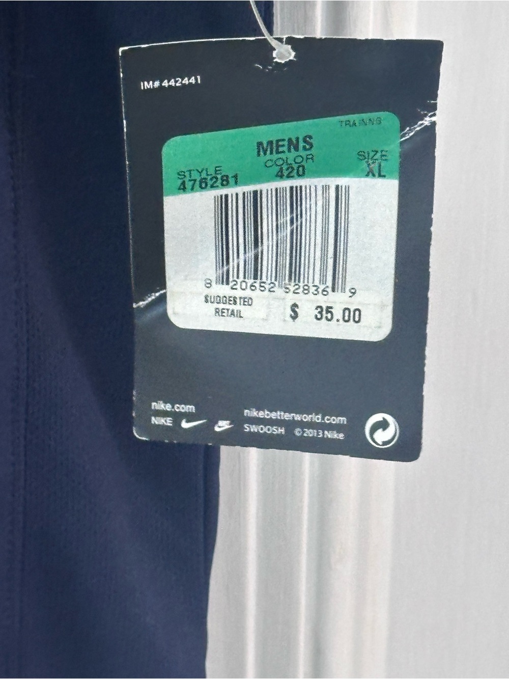 Nike Men’s Navy Polo with White Piping - Picture 3 of 6